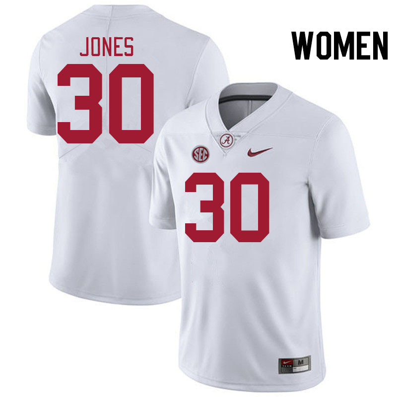 Women #30 Cayden Jones Alabama Crimson Tide College Football Jerseys Stitched-White